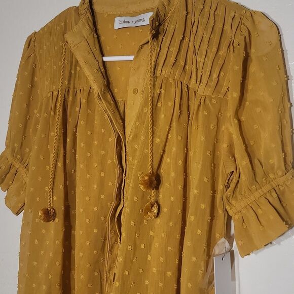 Bishop + Young Sienna Blouse XS NWT Golden Rod Button Down Top MSRP $105 - Picture 5 of 10